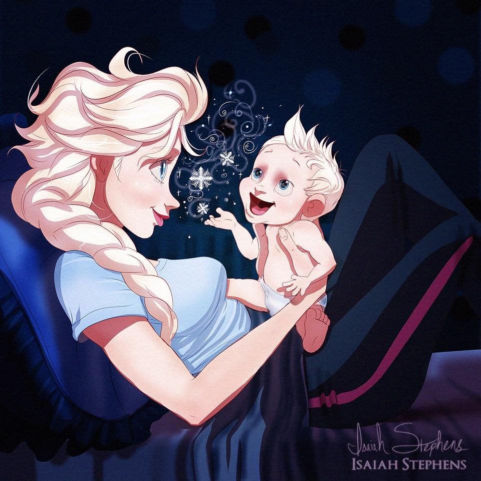Elsa w czasie wieczornych zabaw z synkiem