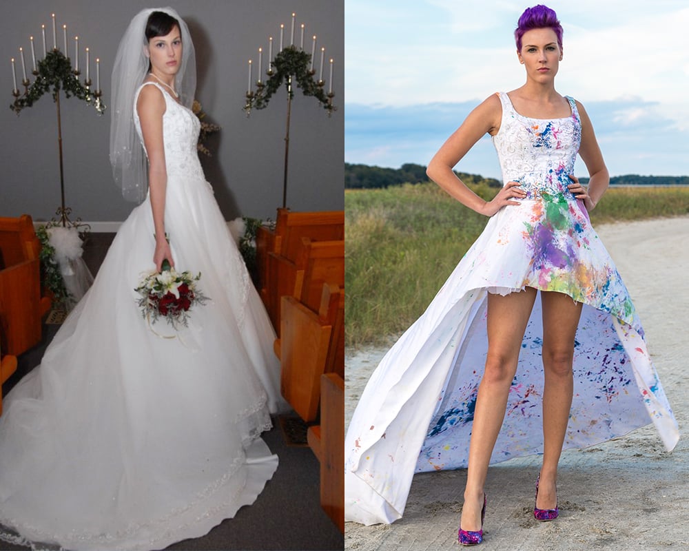 Ekstrawagancka sukienka z sukni ślubnej