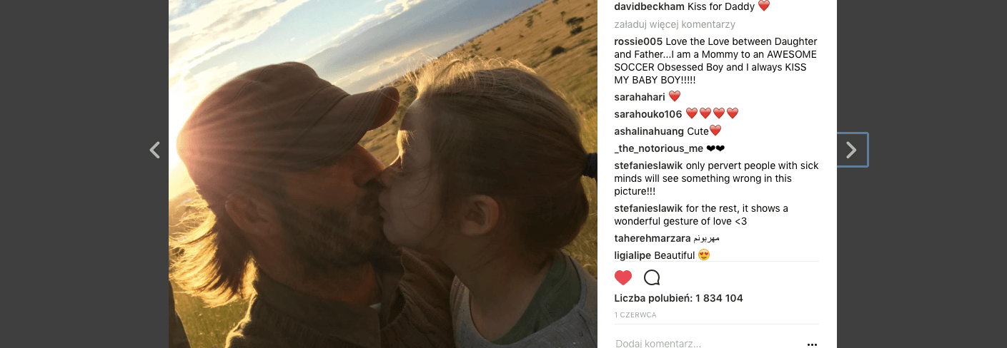 David Beckham krytykowany za pocałowanie córki w usta